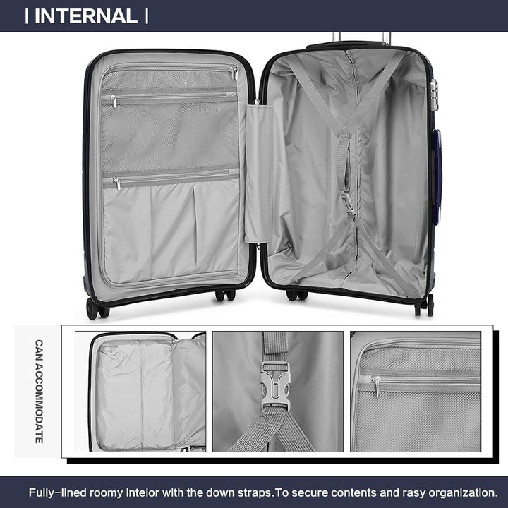 KONO Hartschalenkoffer Gross Leicht Koffer Trolley Reisekoffer mit 4 Rollen TSA Schloss und YKK Reis