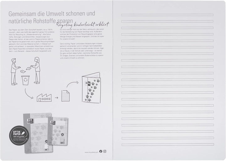 Oxford Schulheft A4 Recycling, 16 Blatt, Lineatur 3, liniert, 15 Stück