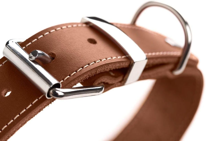 HUNTER AALBORG SPECIAL Hundehalsband, Leder, strapazierfähig, komfortabel, 55 (M), cognac cognac 55