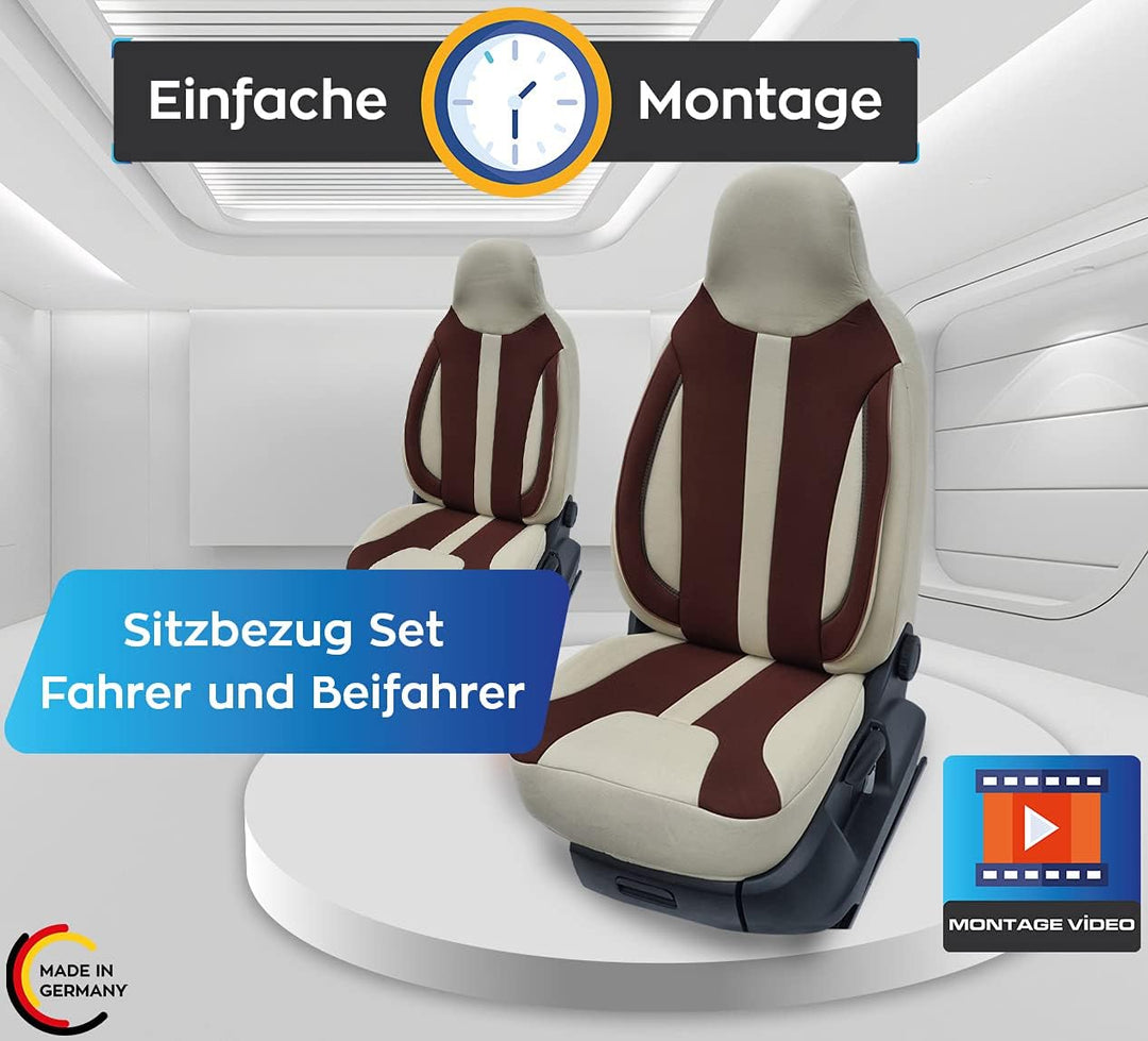 Mass Sitzbezüge Schonbezüge Pilotsitze Fahrer &amp; Beifahrer Set kompatibel mit Wohnmobil FIAT Ducato,