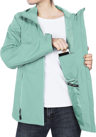 33,000ft Regenjacke Damen Wasserdicht Outdoorjacke Atmungsaktiv Herbst Übergangsjacke Leichte Jacke