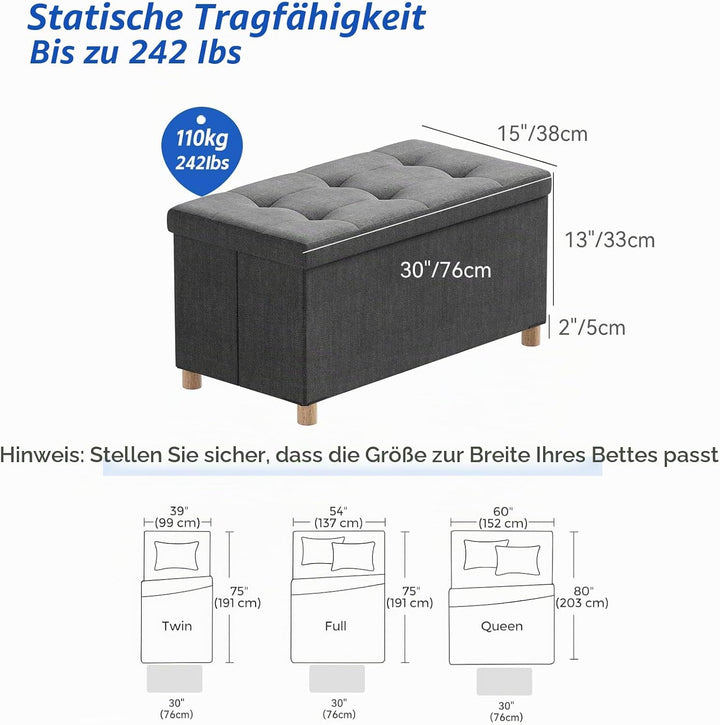 BRIAN &amp; DANY Sitzbank mit Stauraum, Sitztruhe Sitzhocker Fusshocker, Faltbar Sitztruhe Sitzhocker mi