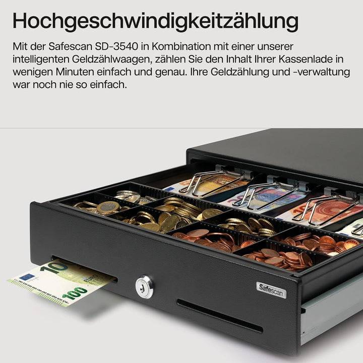 Safescan SD-3540 Standard-Duty Kassenschublade mit 4 Fächern für Banknoten und 8 für Münzen - Kassen
