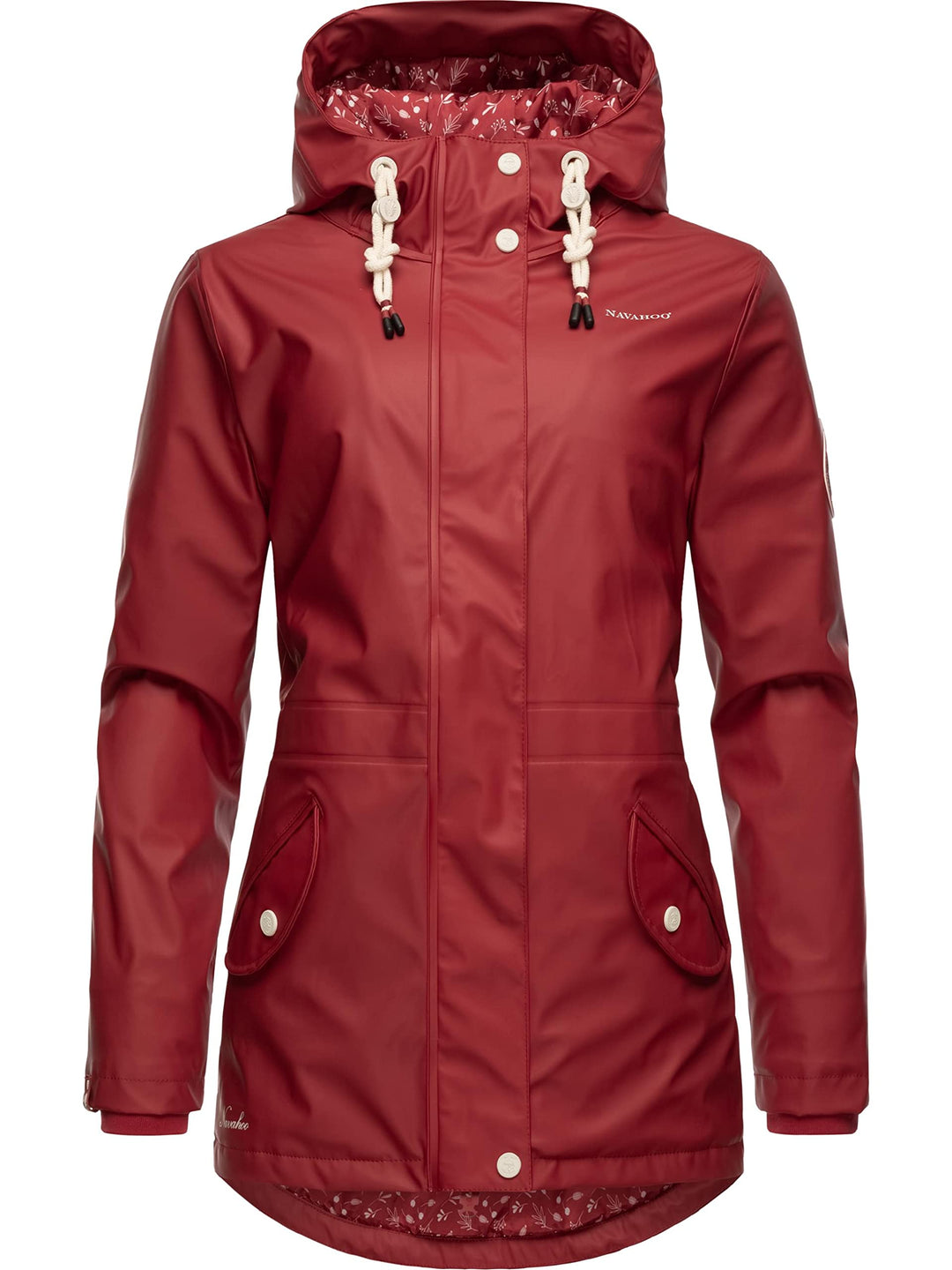 Navahoo Damen Übergangsjacke Regenmantel wasserdicht lang warm gefüttert mit Kapuze Oceans Heart XS-