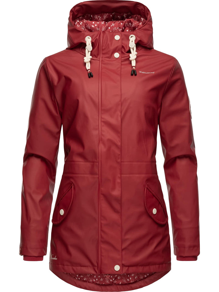 Navahoo Damen Übergangsjacke Regenmantel wasserdicht lang warm gefüttert mit Kapuze Oceans Heart XS-