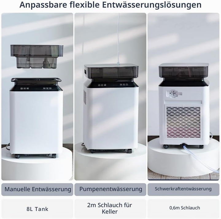 Kalopsia Raumentfeuchter Luftentfeuchter mit Kondensatpumpe: 80L/Tag Elektrischer Bautrockner mit 8L