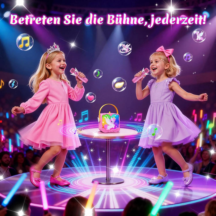 Einhorn Karaoke Maschine 2 Mikrofon Kinder mit LED-Lichtern, Einhorn Geschenke für Mädchen 3-10 Jahr