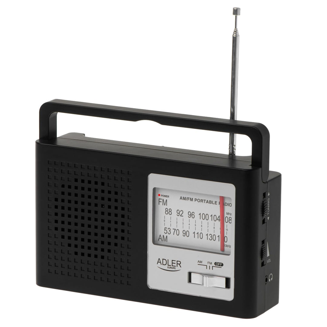Adler Europe AD 1909 AM/FM-Radio | Tragbares Radio mit grossem Drehregler, Teleskopantenne und Klink