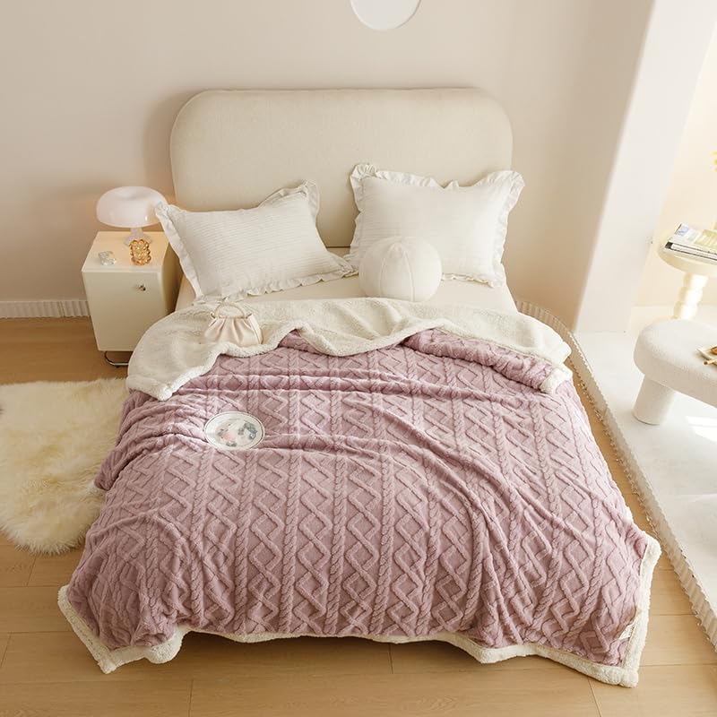 RongRongIN Kuscheldecke 180x200 cm Herbst Winter Flauschig Decke für Bett Sofa Couch – Hell Lila, Ex