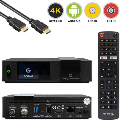 AB IPBox Two Combo 4K UHD Android 8.0 Combo IP-Receiver (DVB-S2X/C/T2, Dual-WiFi, BT, LAN, CA, HDMI)