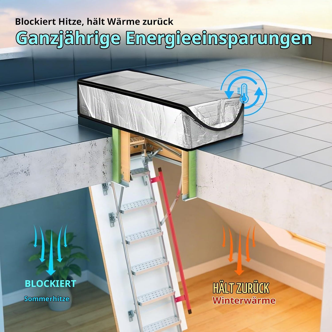 Dachbodentreppe Isolierung Dachluke Isolierung Dachbodentreppen Abdeckung mit Reissverschluss 138x63
