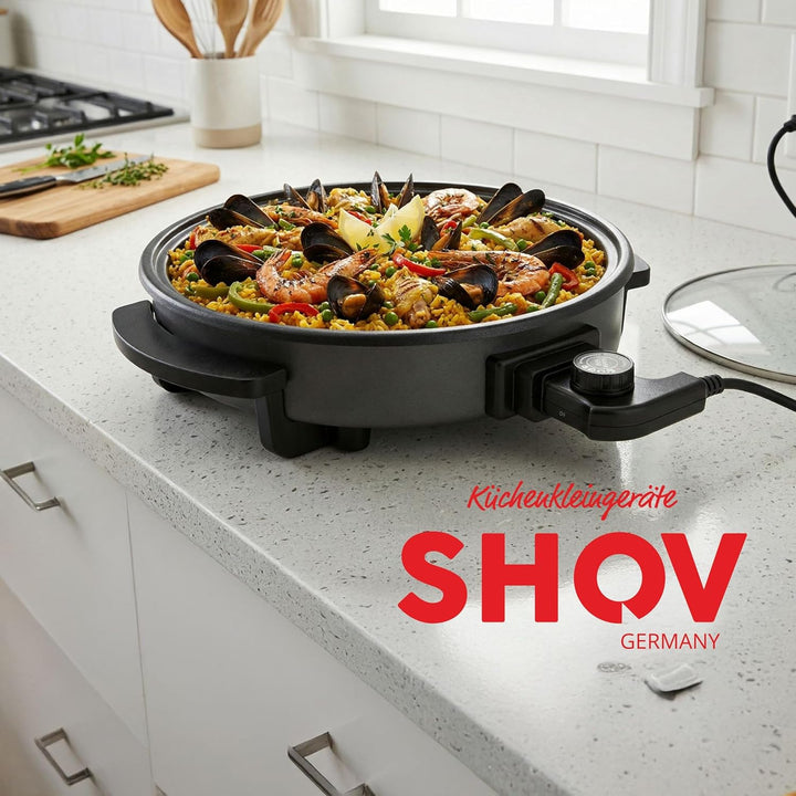 Shov Elektrische Pfanne Ø 32/5cm Pizzapfanne Partypfanne Elektropfanne Bratpfanne