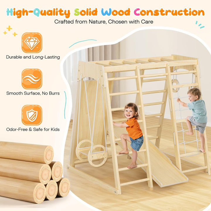 Maxi Klettergerüst für Kinder,9-in-1 Indoor Klettergerüst für Kinder mit Rutsche, Kletterwand, Klett