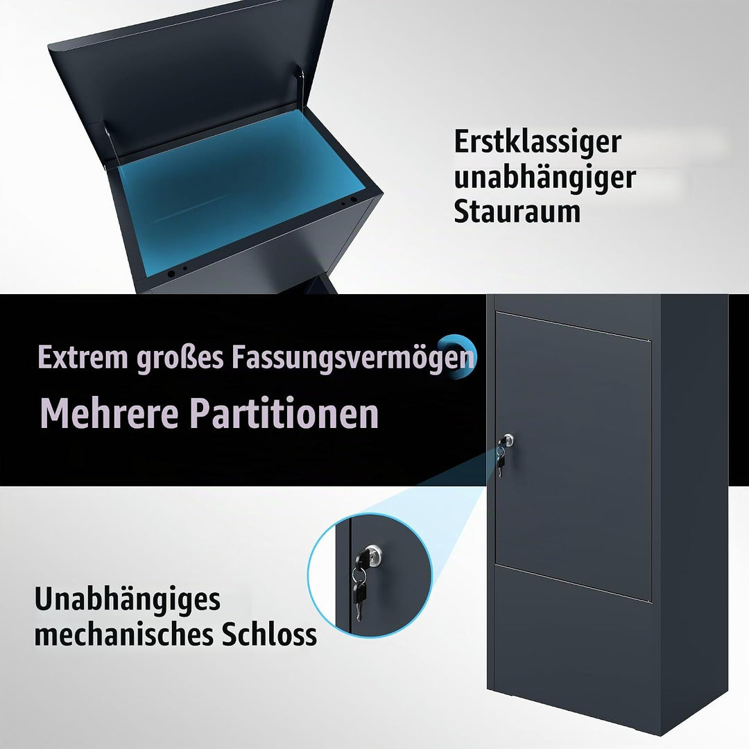VEEHAUS Paketbriefkasten Gross Briefkasten Rostfrei Paketbox Draussen Gross XXL Und Postbox Für Pake