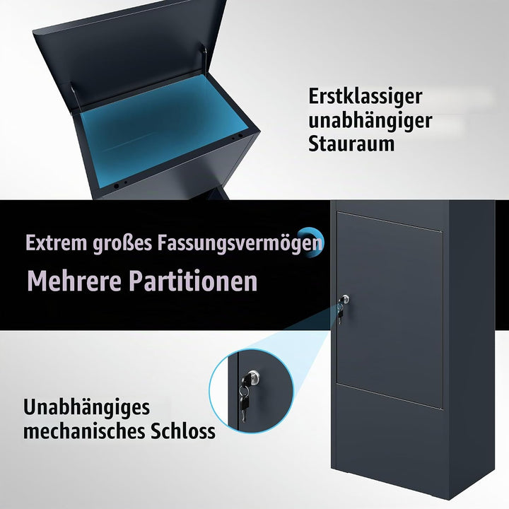 VEEHAUS Paketbriefkasten Gross Briefkasten Rostfrei Paketbox Draussen Gross XXL Und Postbox Für Pake