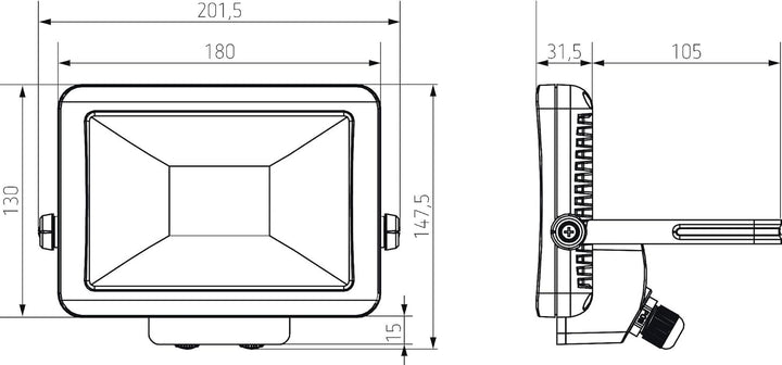 Theben 1020683 theLeda B20L WH - LED-Strahler für den Aussenbereich - LED Fluter 60° drehbar - 20 W
