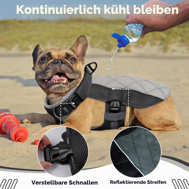 Kühlweste Hund, Sommer Kühlgeschirr für Hunde mit D-Ringe, Sonnenschutz Hund Kühlmantel, Kühlendes H