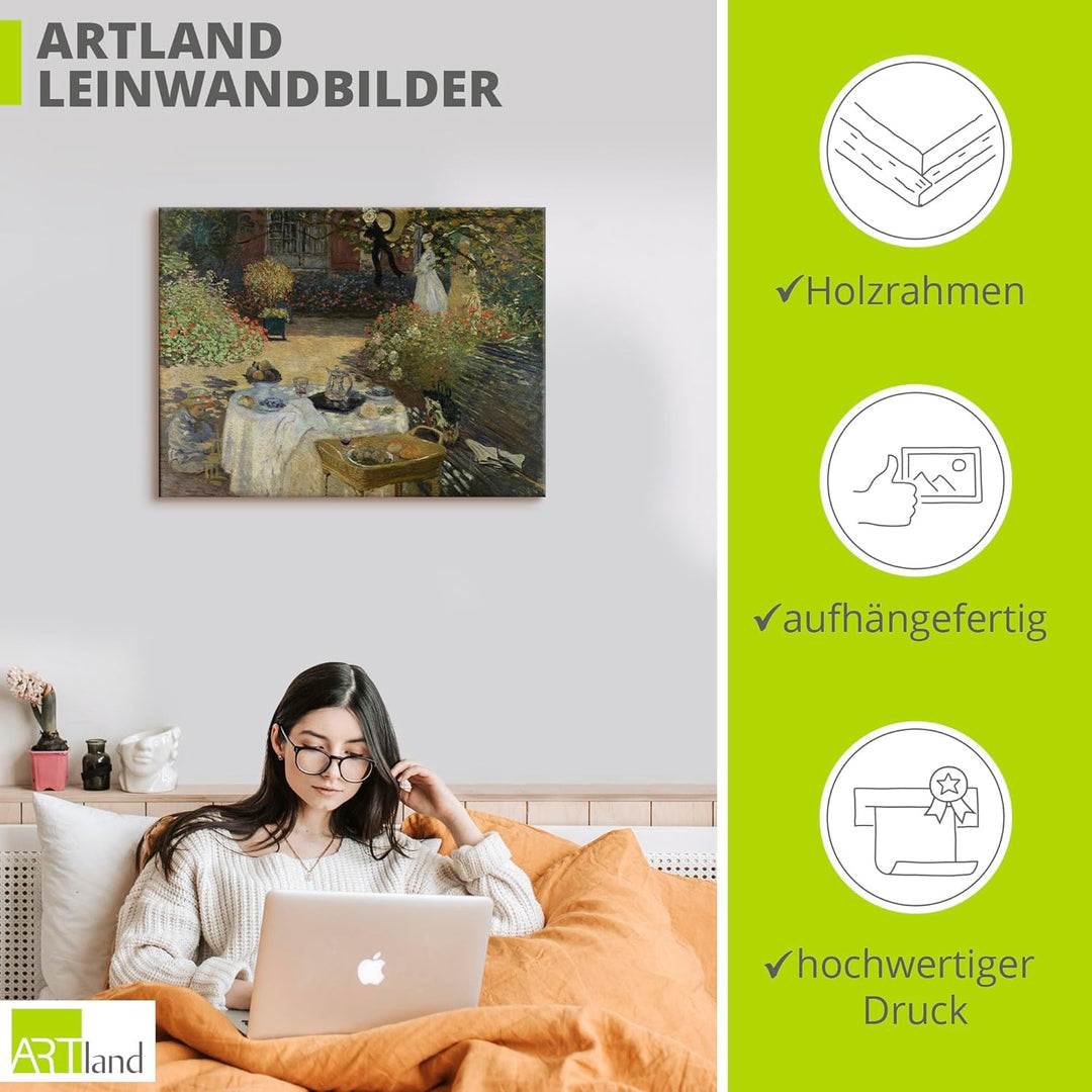ARTland Leinwandbilder Wandbild Bild auf Leinwand 40x30 cm Wanddeko Sommer Gartenmöbel Tisch Essen F