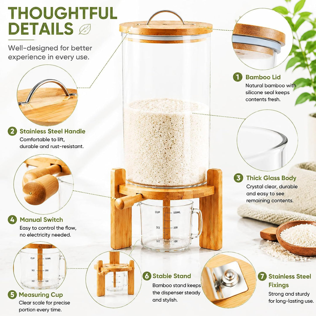 7,5L Müslispender 20x30cm Reisspender Vorratstank Grosse Cereal Dispenser Cornflakes Behälter Mehl A