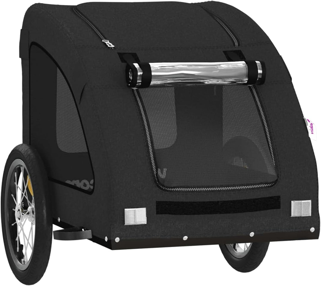 Fahrradanhänger Hund Orange Eisen | Robuster Rahmen, Oxford-Gewebe, sicherer Transport Schwarz, Schw