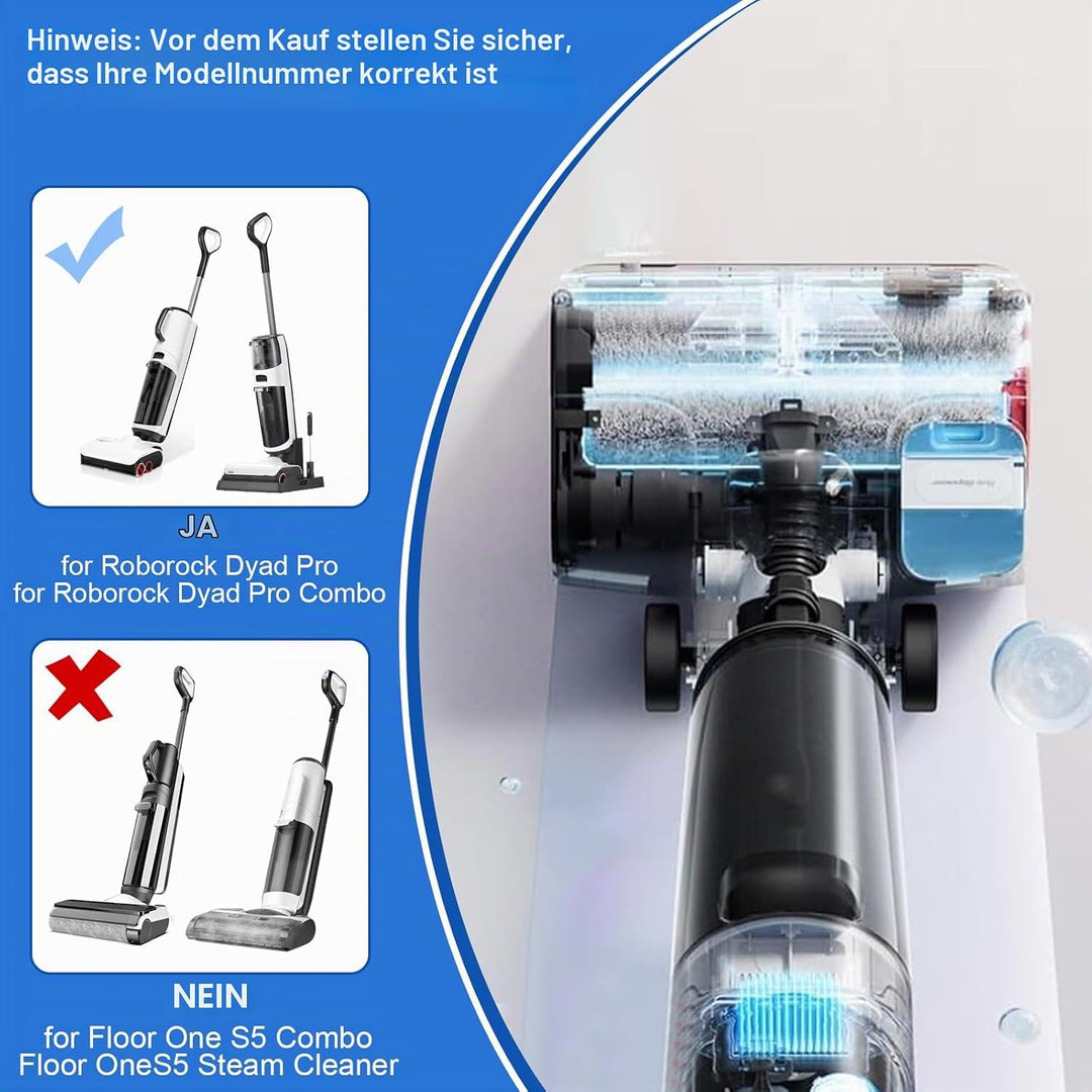Bürstenwalze Ersatzteile für Roborock Dyad Pro/Dyad Pro Combo Nass und Trockensauger Zubehör (1 Lang