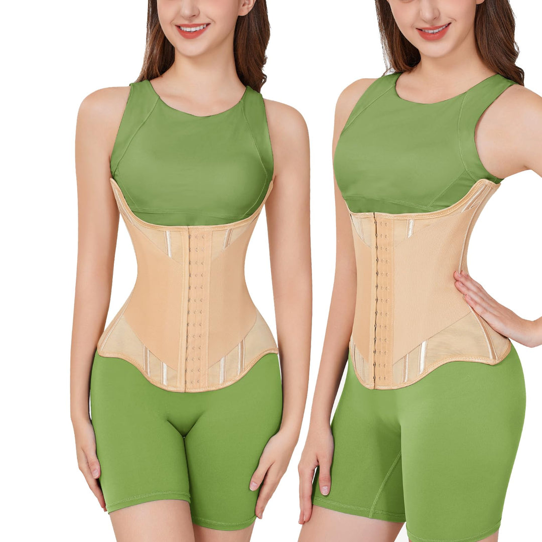 Korsett Damen Bauchweg, Waist Trainer Damen Fitness Waisttrainer Bauchweggürtel U-förmiger Beige L(6