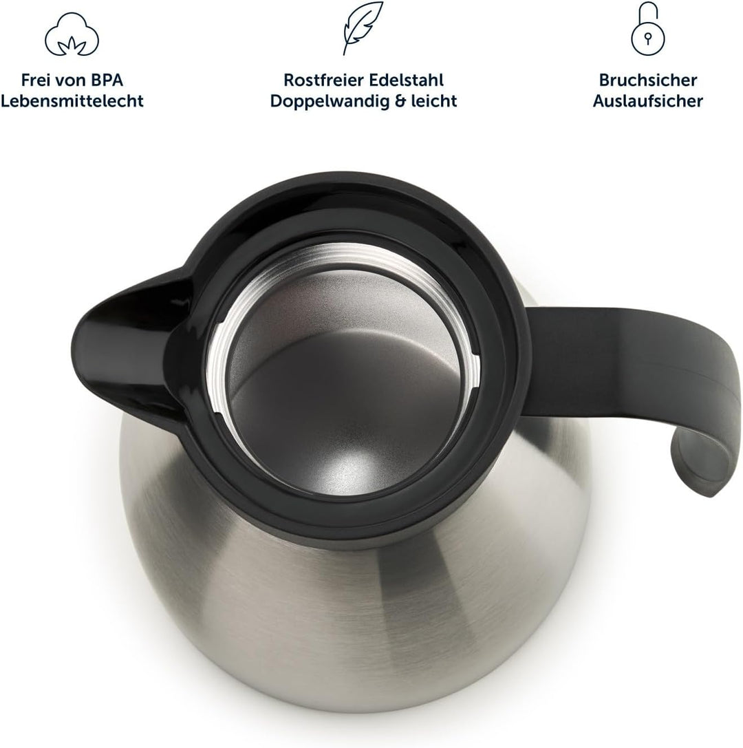 Blumtal Thermoskanne 1l - BPA-freie Teekanne mit Quick Tip Verschluss - auslaufsichere Kaffeekanne t