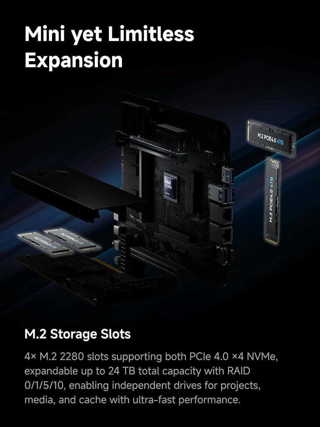 MINIS FORUM MS-02 Ultra Workstation Mini PC, Intel Core Ultra 9 285HX (24C/24T, bis zu 5.5GHz), 32GB