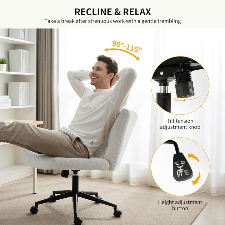 Clevich Bürostuhl Ohne Armlehne, Breiter Schneidersitz Stuhl für Schneidersitz Ergonomischer Höhenve