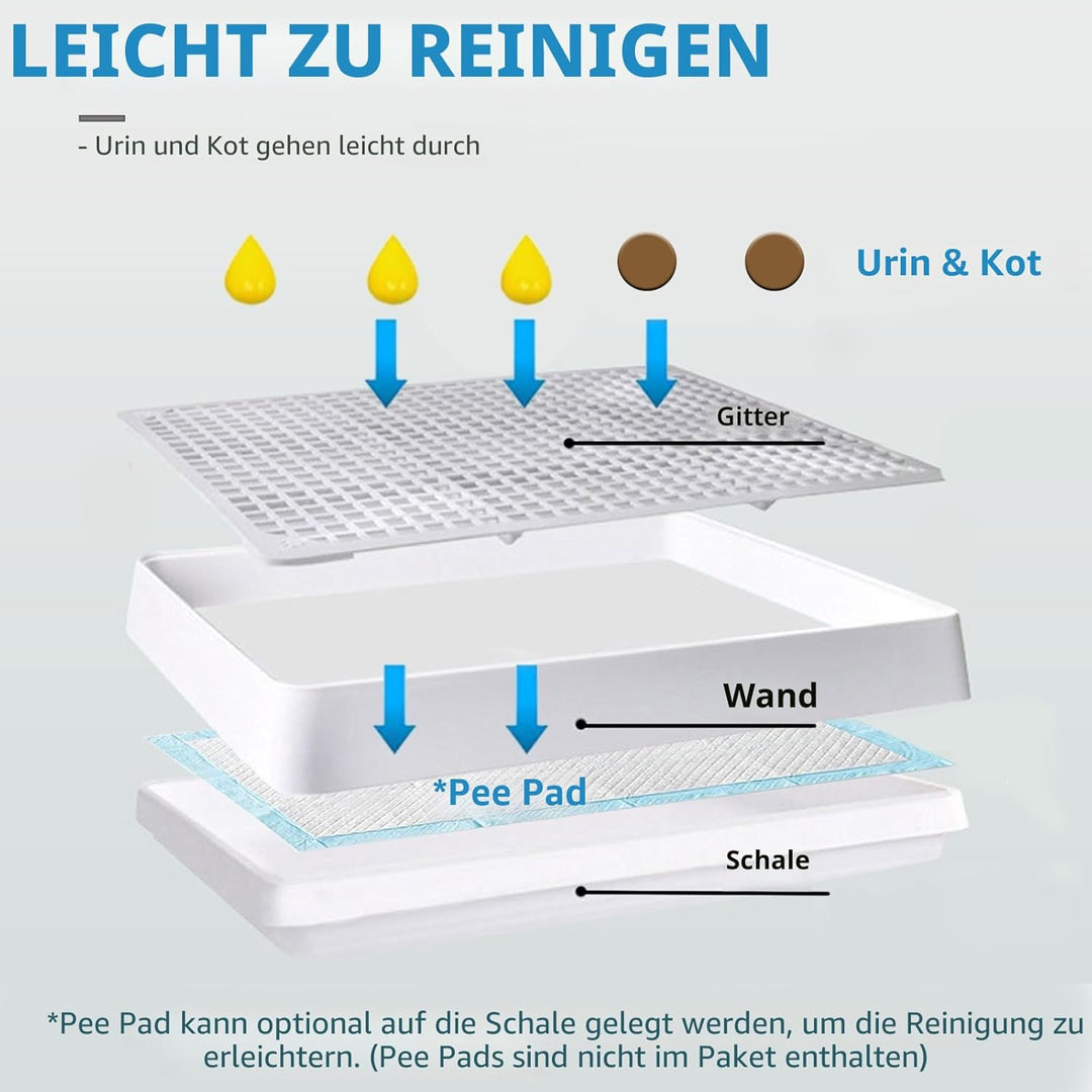 Super grosse Kaninchentoilette mit Rost, extra grosse Hasentoilette L(+1 Kunststoffgitter), L(+1 Kun