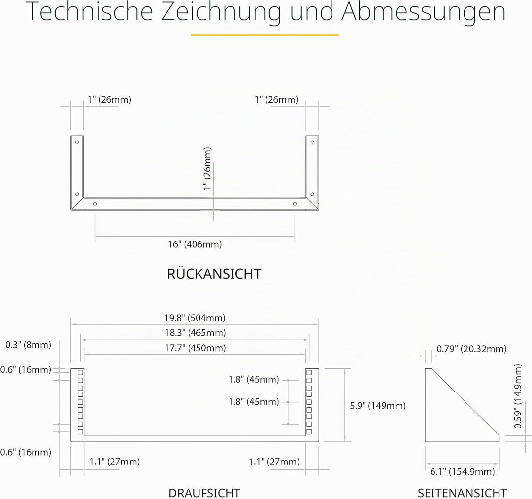 StarTech.com 3HE Wandmontage Halterung für Patch Panele - 19 Zoll - Stahl - Vertikale Montagehalteru