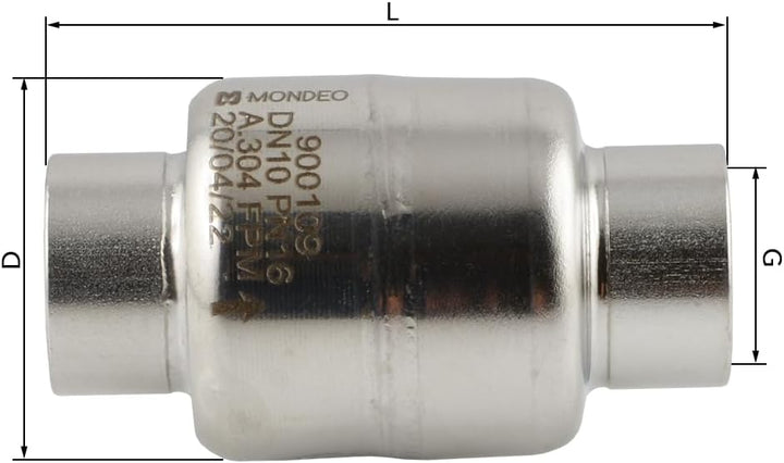 Edelstahl 1.4401-Rückschlagventile leichte Bauform 16 bar - Druckluft Wasserventile (Werkstoff: Edel