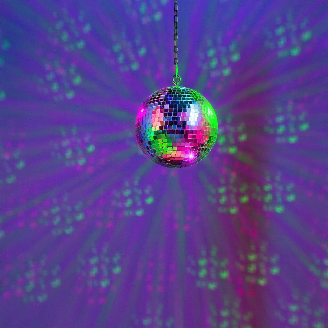 Fuzzix MB20ML - Discokugel mit Motor und LED, 20 cm Diskokugel mit Antrieb, Batterie, Disco Ball, Sp