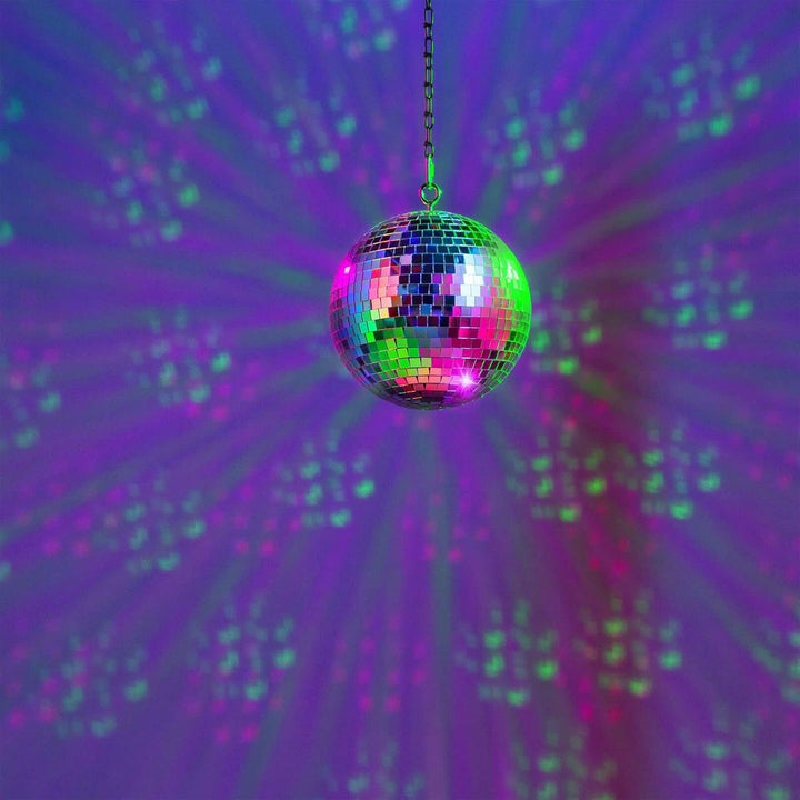 Fuzzix MB20ML - Discokugel mit Motor und LED, 20 cm Diskokugel mit Antrieb, Batterie, Disco Ball, Sp