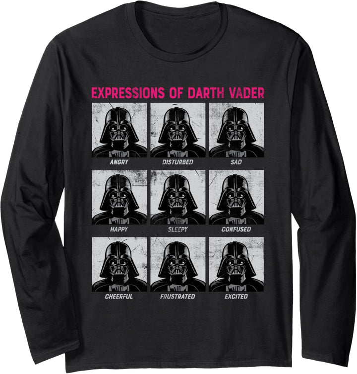 Star Wars Expressions of Darth Vader Funny Langarmshirt