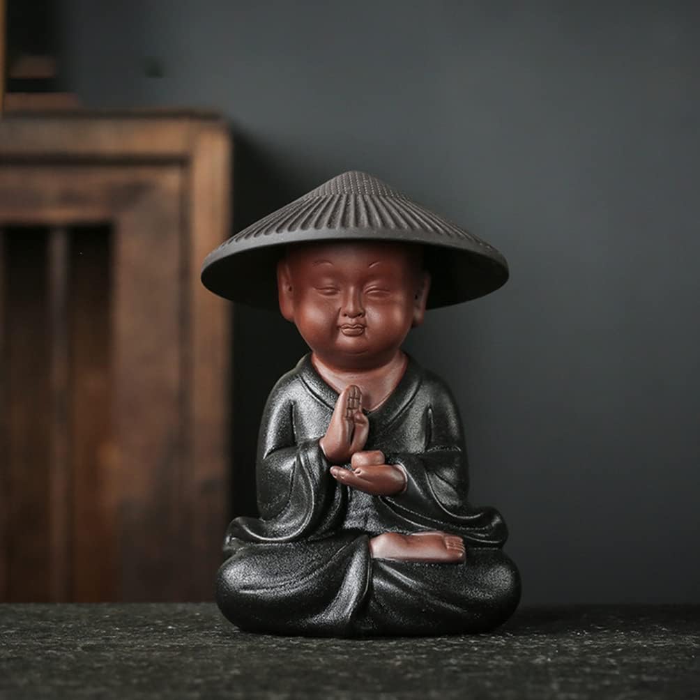 Operitacx Teefilter Chinesische Buddha-statue Meditierende Buddhafiguren Glückliche Buddha-figur Kle