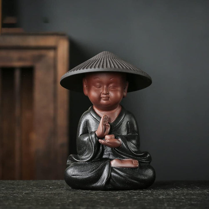 Operitacx Teefilter Chinesische Buddha-statue Meditierende Buddhafiguren Glückliche Buddha-figur Kle