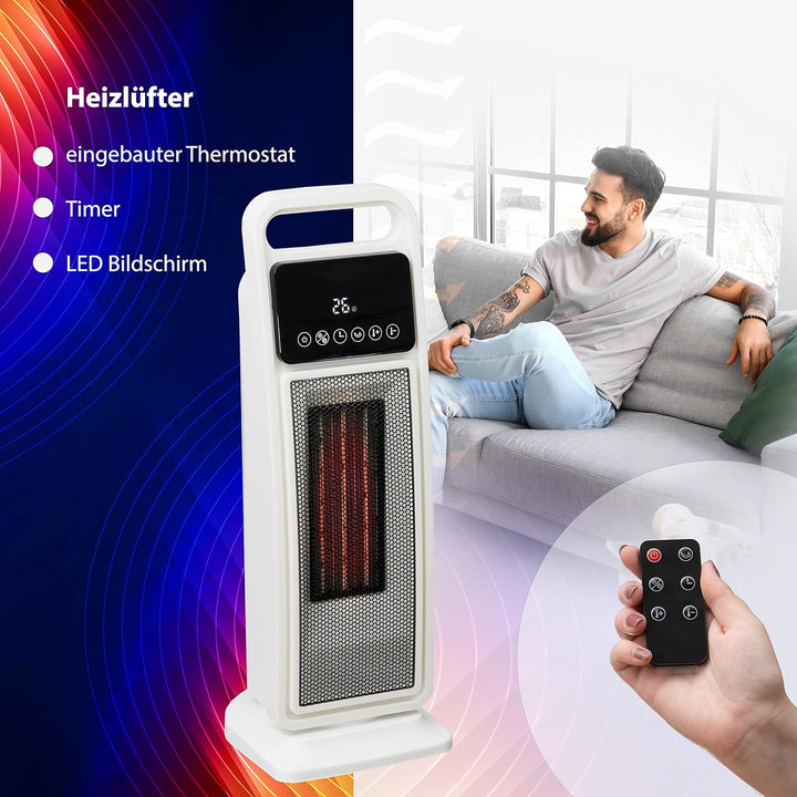 Elektroheizung & Ventilator 2000W LUX15 mit Fernbedienung Thermostat & Lüfter Heizgerät mobile elekt