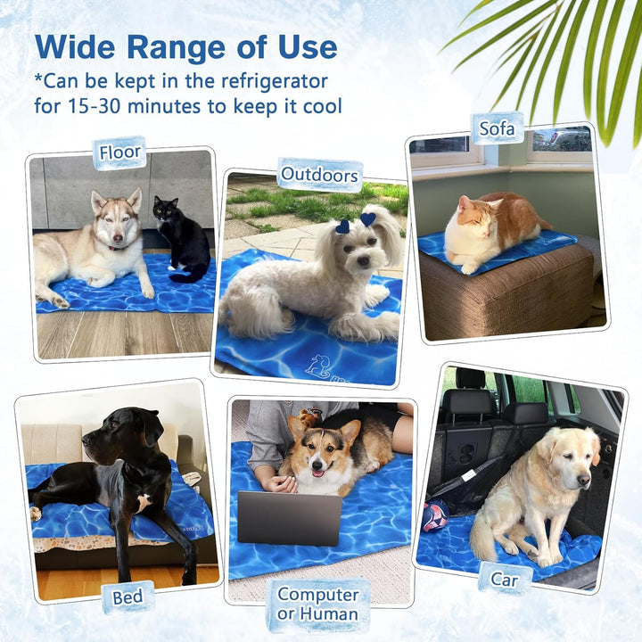 pecute Kühlmatte Hunde Katzen, Kuhlmatte für Hund und Katze mit Ungiftiges Gel,Selbstkühlende Kissen