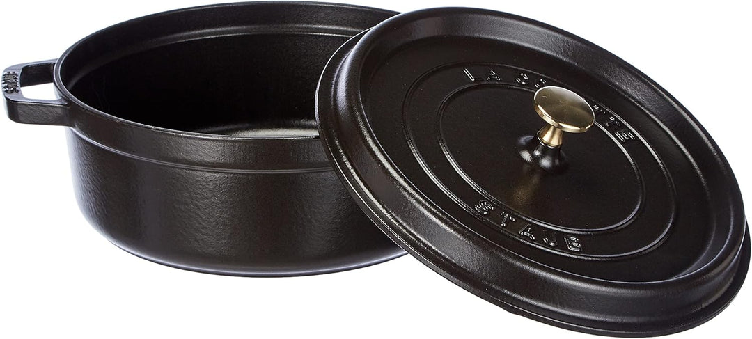 STAUB Gusseisen Bräter/Cocotte, Rund &amp; Flach, 26 cm, 4 L, Aromaregen Funktion für optimale Befeuchtu