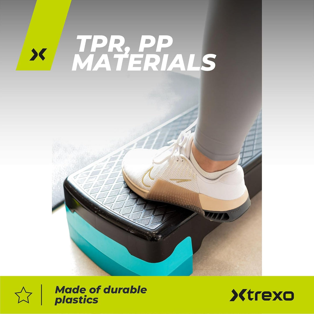 TREXO Aerobic Step 68 x 28 cm Für Cardio- und Fitnesstraining Höhenverstellbar 15-20 cm Langlebig au