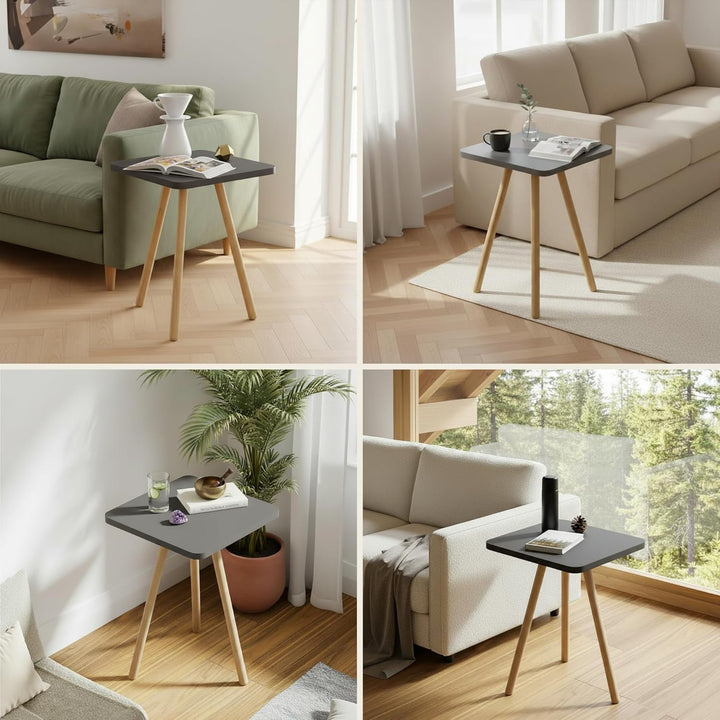 Beistelltisch Anthrazit 34x45 cm Holzbeine Sofatisch Couchtisch Nachttisch Skandinavisch Anthrazit Q