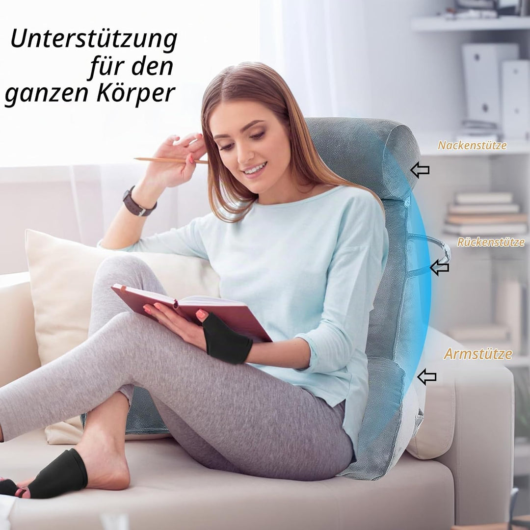 MINGPINHUIUS XL Lesekissen für Bett und Sofa mit Abnehmbarer Nackenrolle, Ideal Erwachsenen Rückenki
