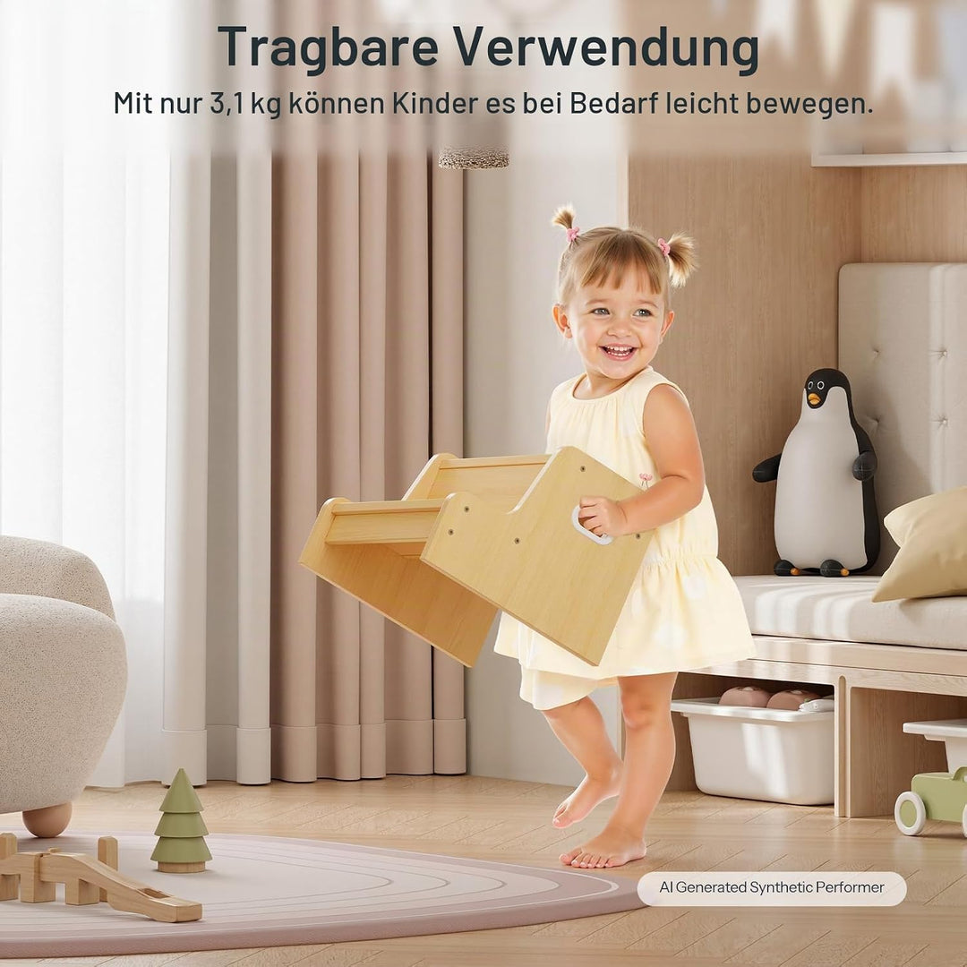 HOOBRO Tritthocker für Kinder, Tritt-Schemel, Kinderschemel mit 2 Stufen, mit Antirutschmatte und Gr