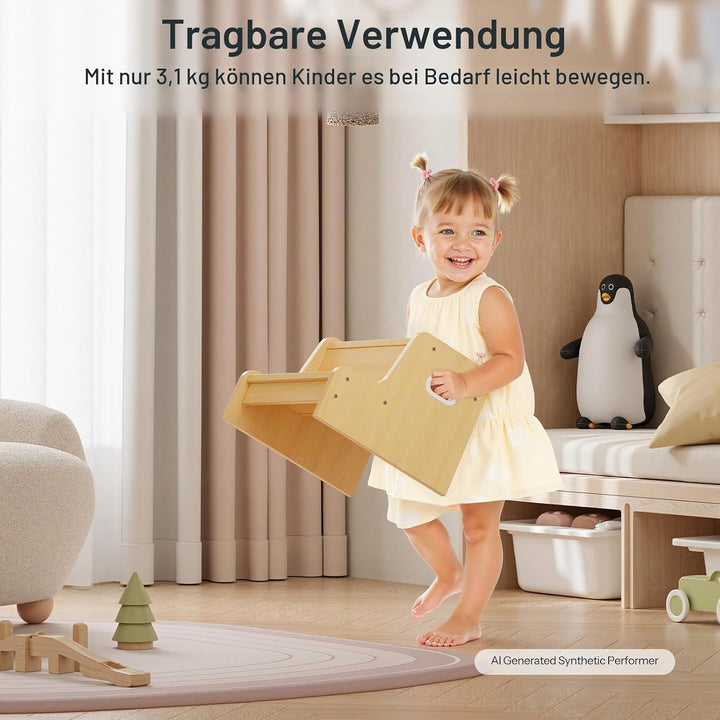 HOOBRO Tritthocker für Kinder, Tritt-Schemel, Kinderschemel mit 2 Stufen, mit Antirutschmatte und Gr