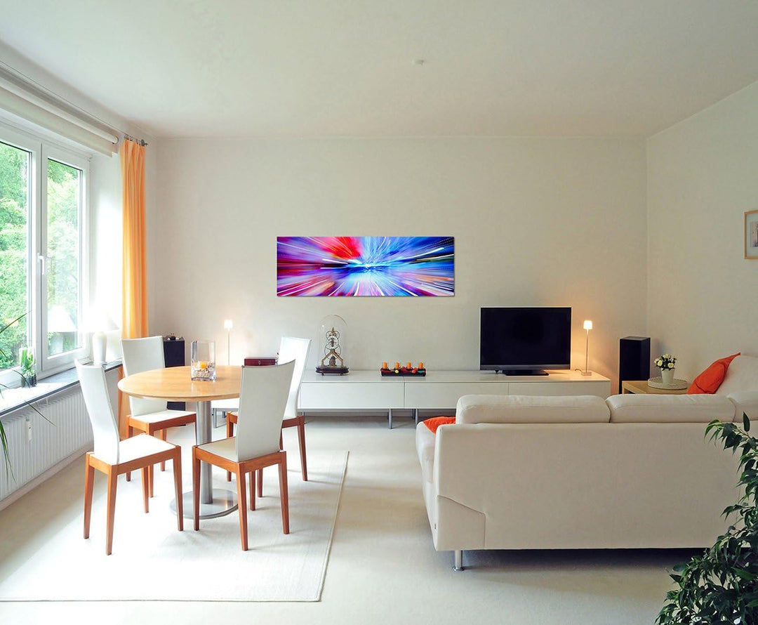 Paul Sinus Art Panoramabild auf Leinwand und Keilrahmen 150x50cm Lichter Farben bunt abstrakt Tunnel