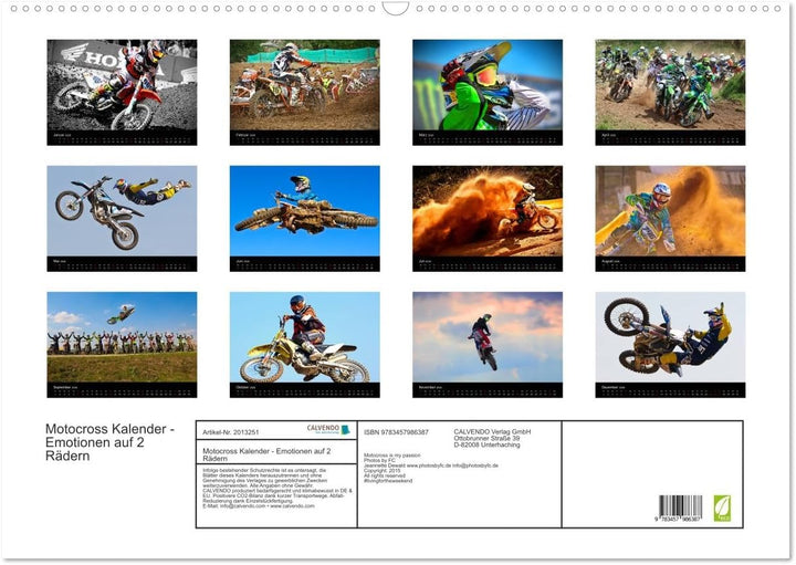 Motocross Kalender - Emotionen auf 2 Rädern (Wandkalender 2026 DIN A2 quer), CALVENDO Monatskalender