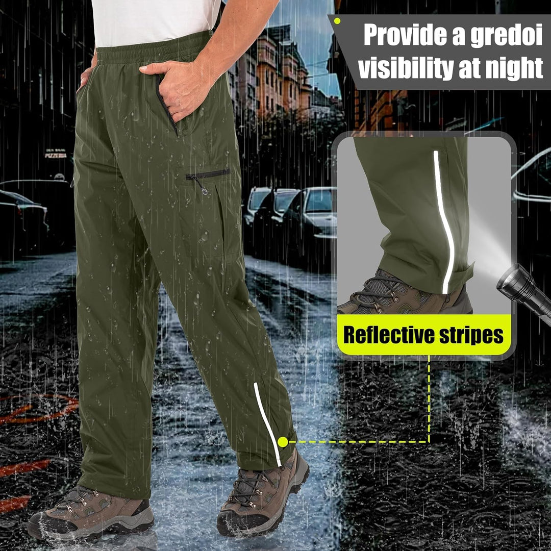 Jogwits wasserdichte Regenhose für Herren Atmungsaktiv Winddicht Outdoorhose Elastischer Bund Hose L