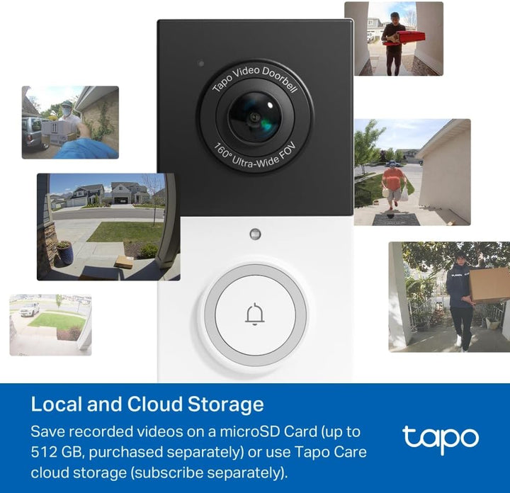 TP-Link Tapo D210 Video Türklingel Kamera, 2,4 GHz WLAN, Nachtsicht, Bewegungserkennung, Schwarz
