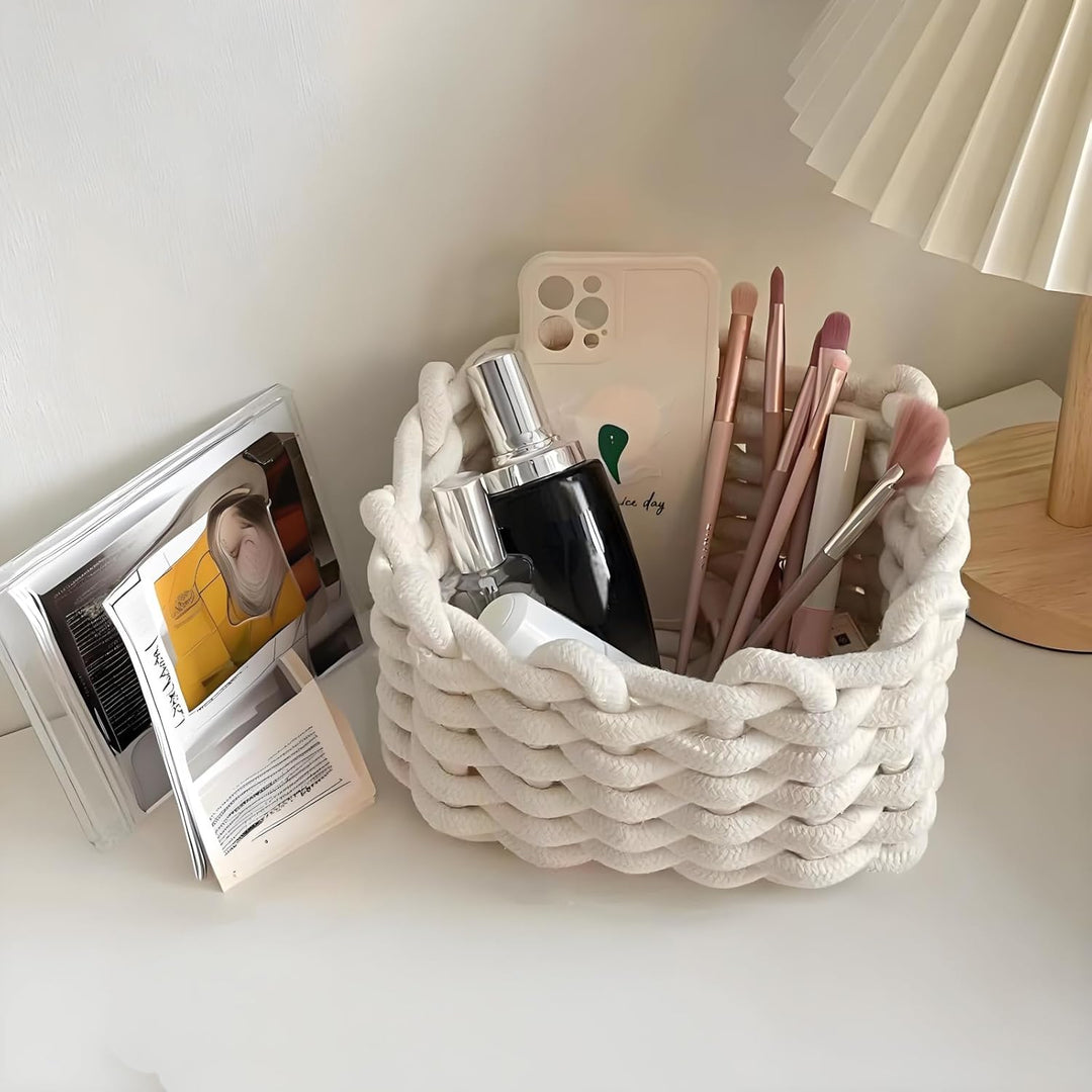 Aufbewahrungskorb Baumwollseil Korb Aufbewahrung Wickelkommode Organizer Weiss Aufbewahrungskörbe fü